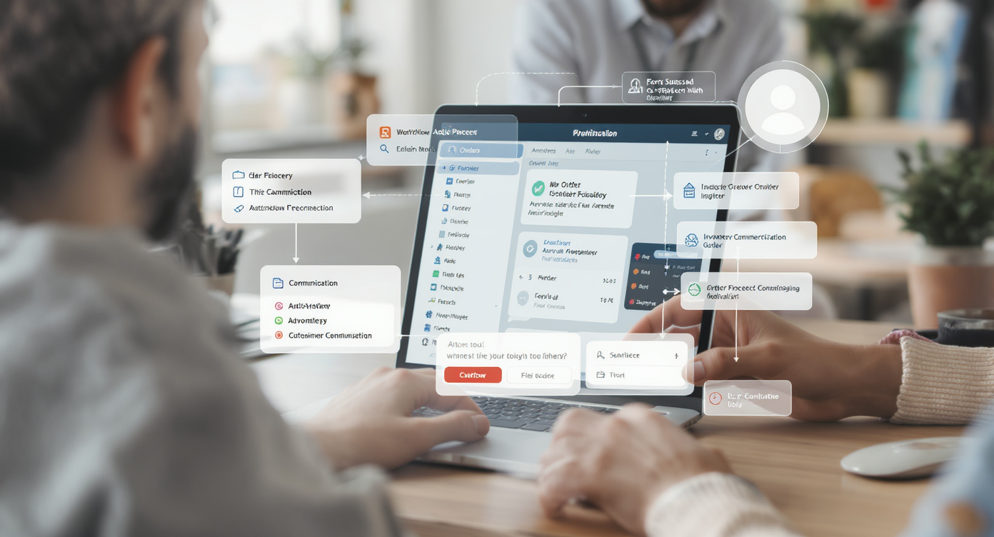 workflow automation tools for e-commerce that automate order processing, inventory management, and customer communication shown in a real-world setting